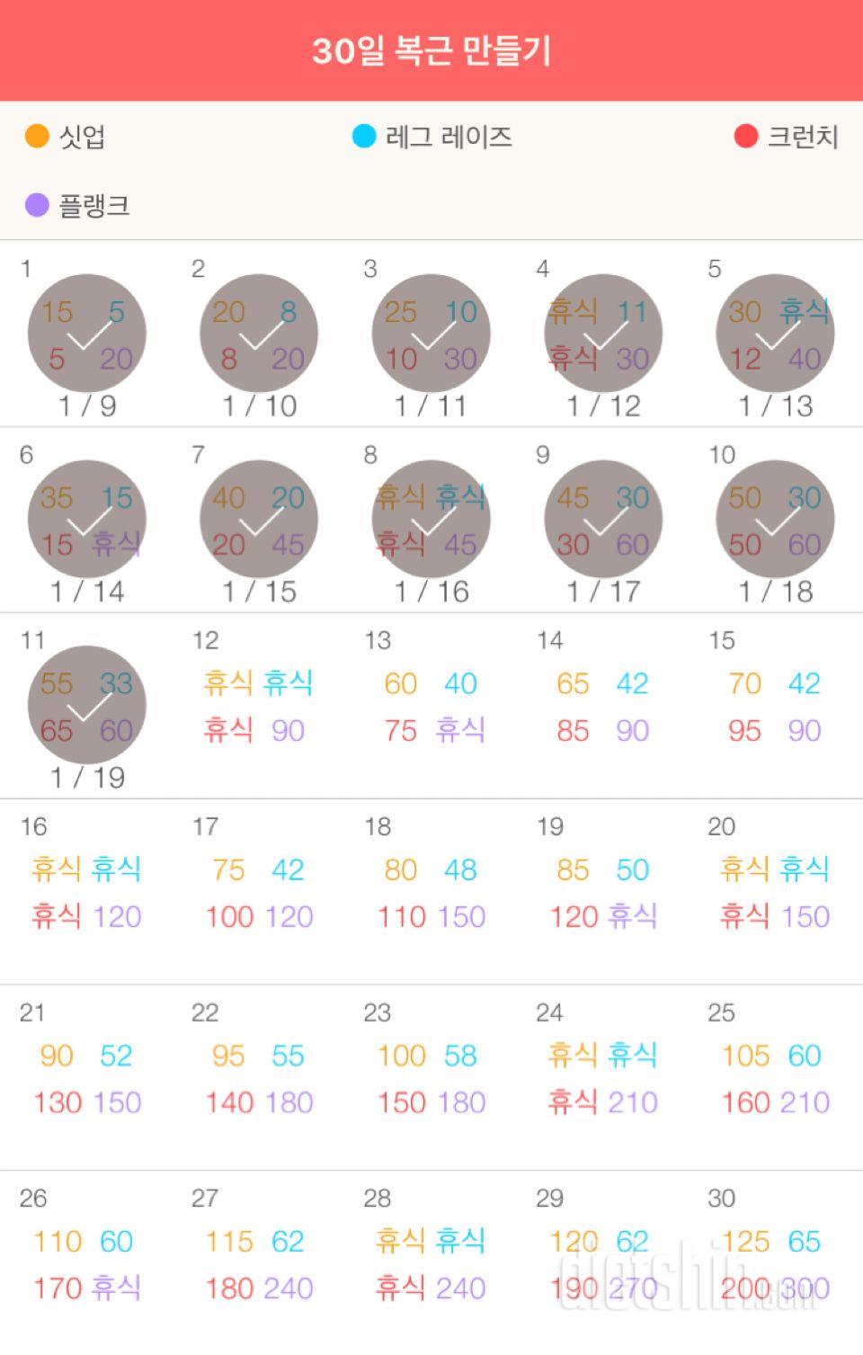 30일 복근 만들기 41일차 성공!