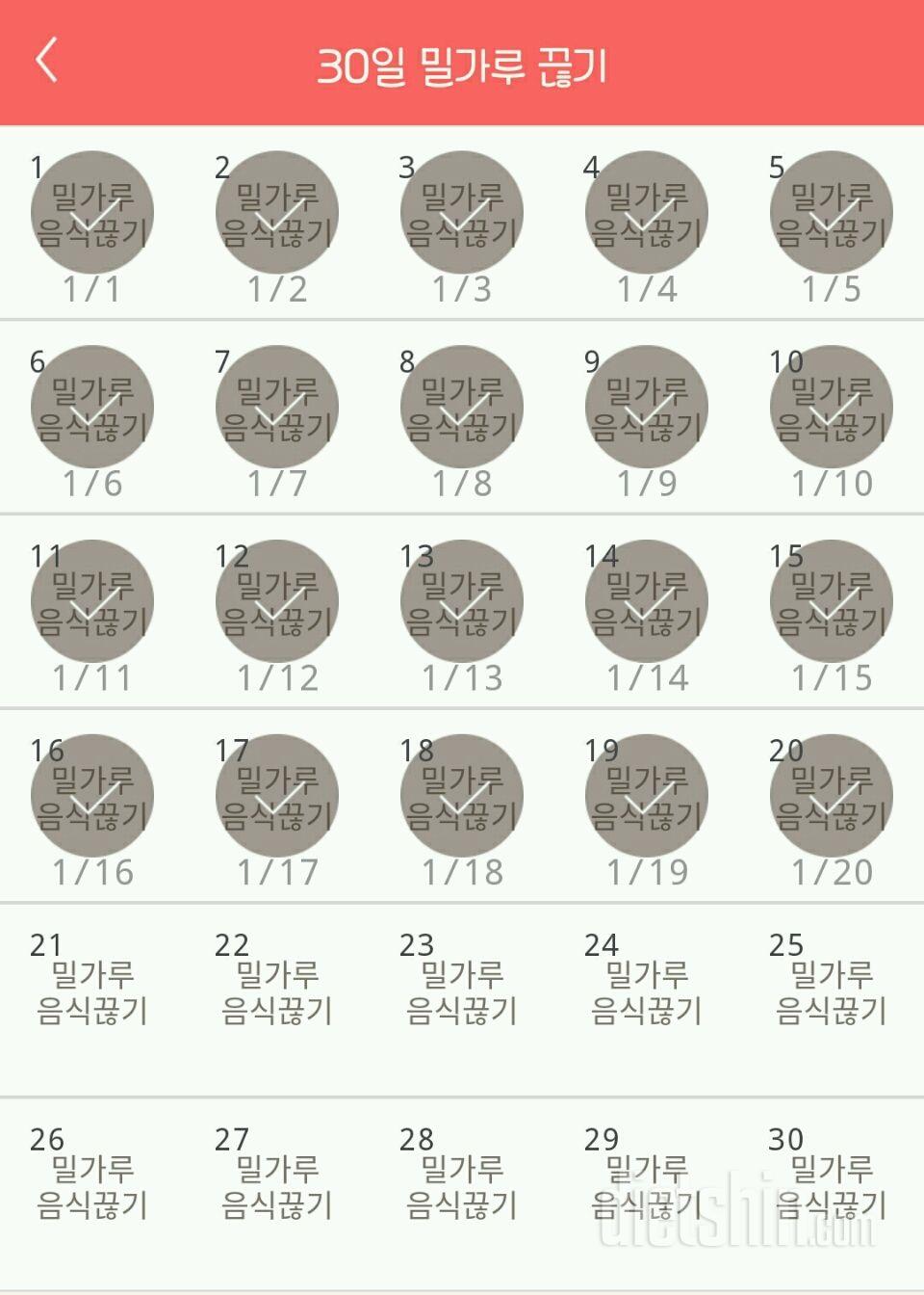 30일 밀가루 끊기 20일차 성공!