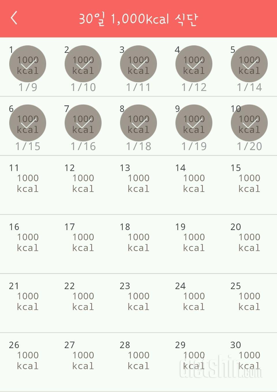 30일 1,000kcal 식단 10일차 성공!