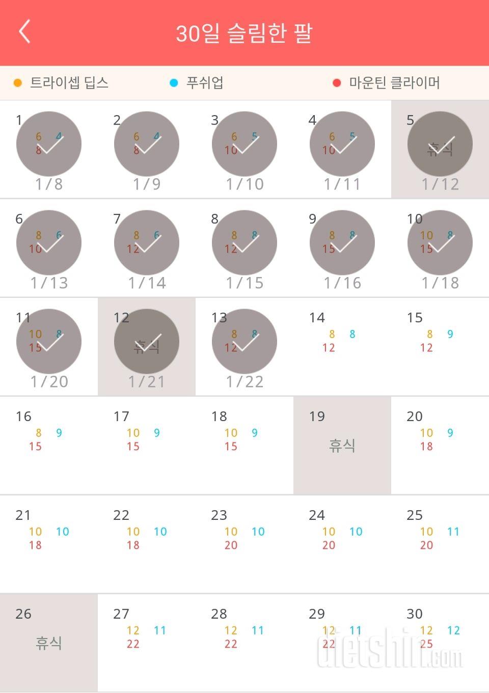 30일 슬림한 팔 13일차 성공!