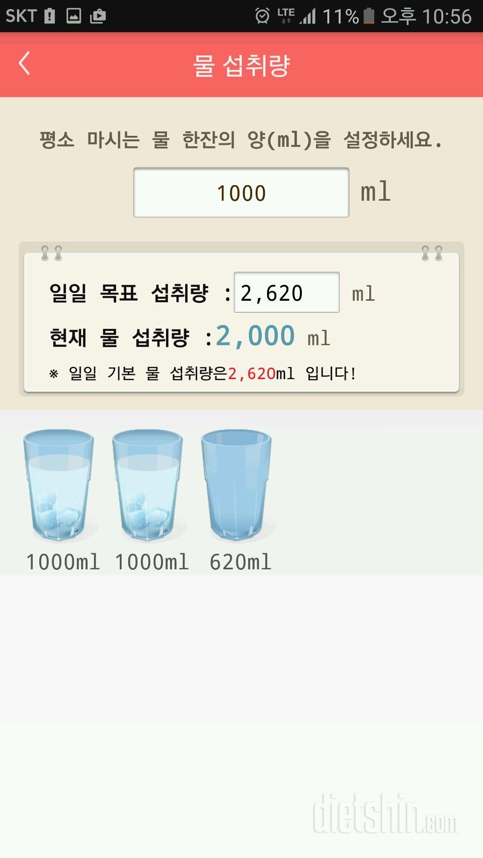 30일 하루 2L 물마시기 1일차 성공!