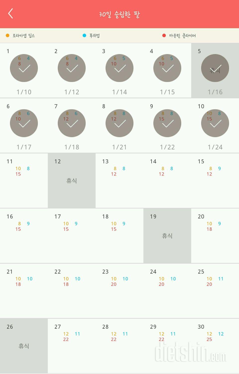 30일 슬림한 팔 10일차 성공!