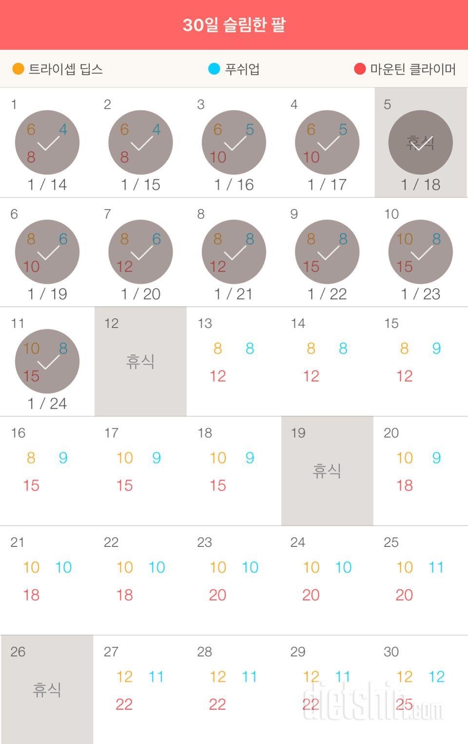 30일 슬림한 팔 41일차 성공!