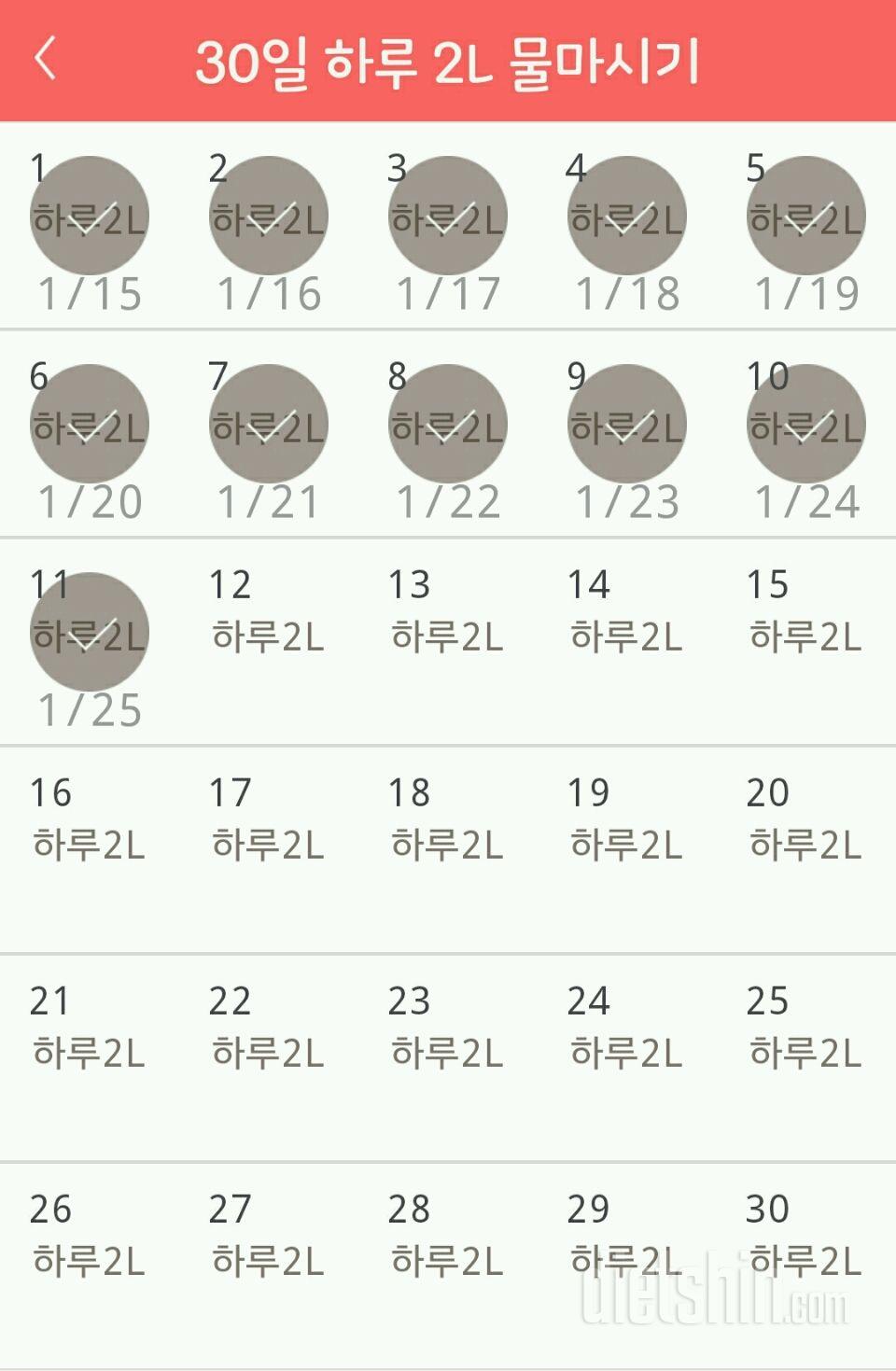 30일 하루 2L 물마시기 11일차 성공!