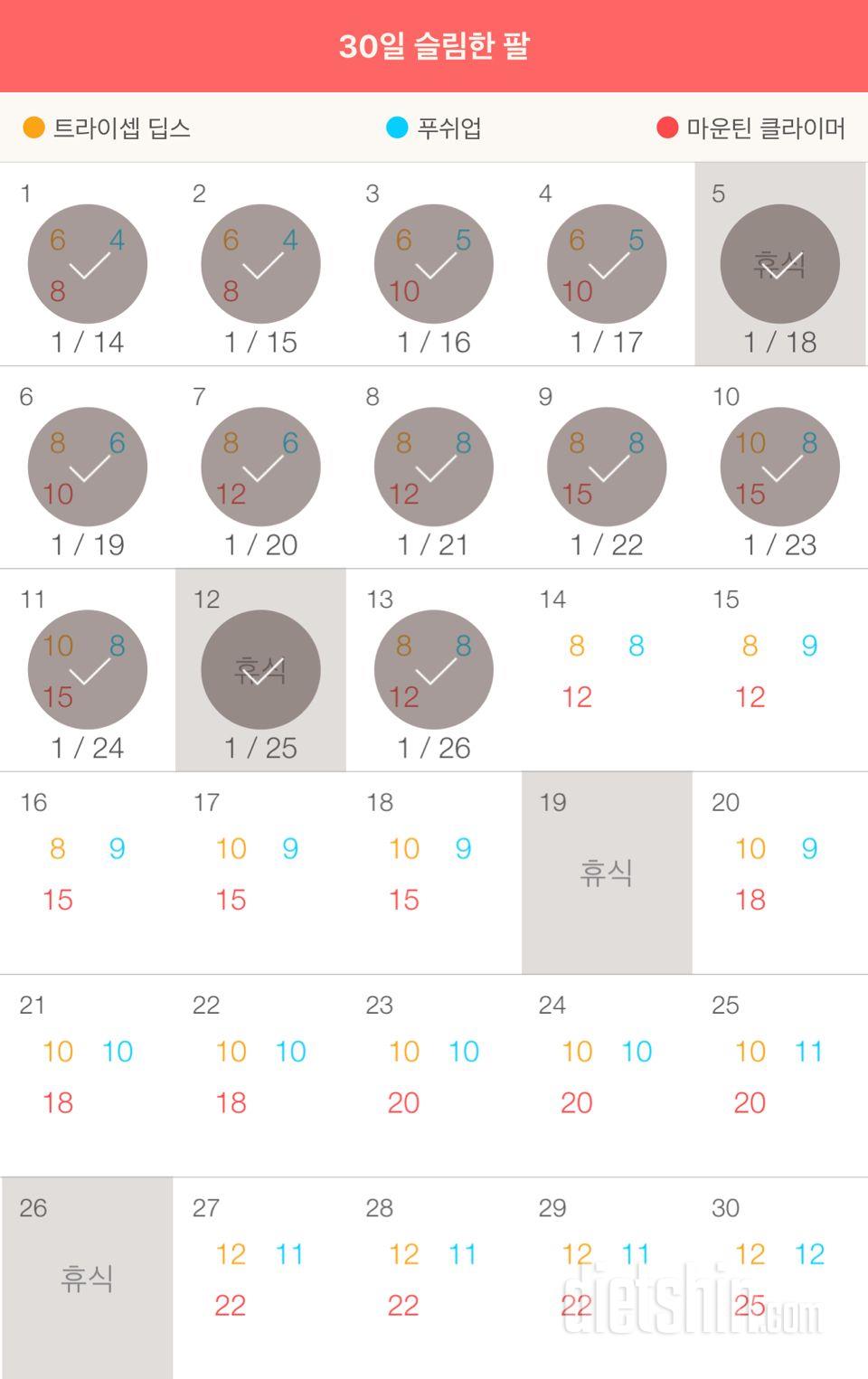 30일 슬림한 팔 43일차 성공!