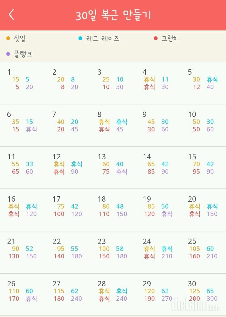 30일 복근 만들기 1일차 성공!