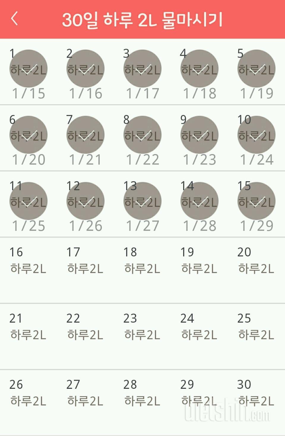 30일 하루 2L 물마시기 15일차 성공!