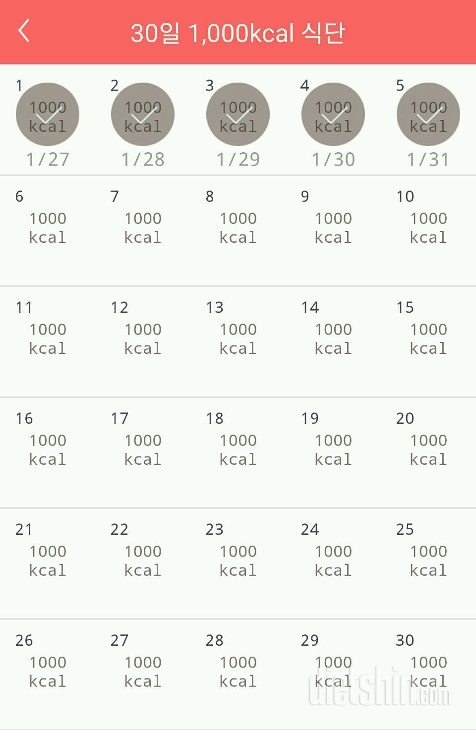 30일 1,000kcal 식단 5일차 성공!