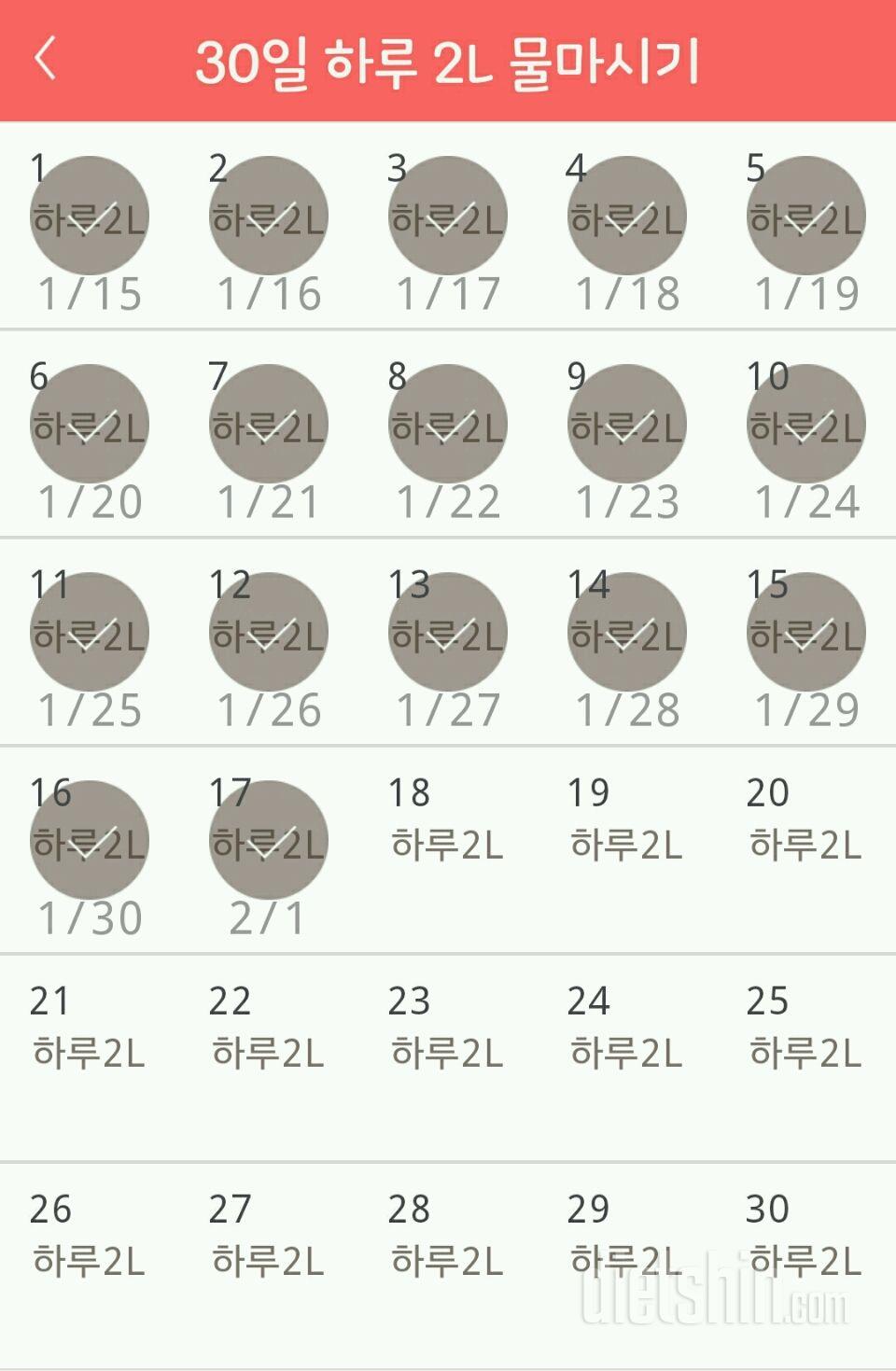 30일 하루 2L 물마시기 17일차 성공!