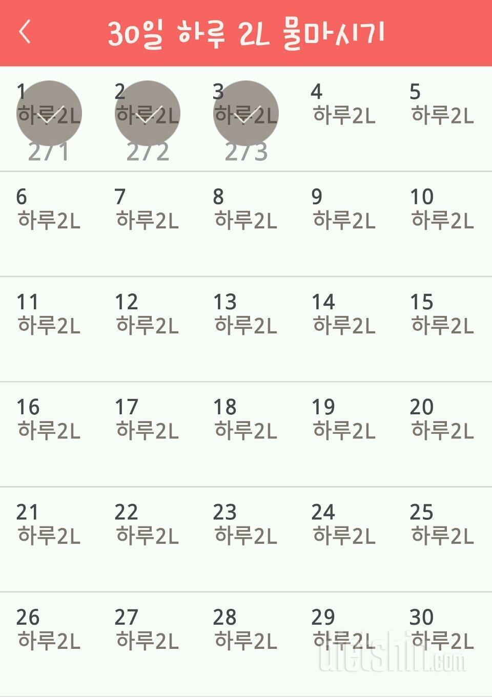 30일 하루 2L 물마시기 33일차 성공!