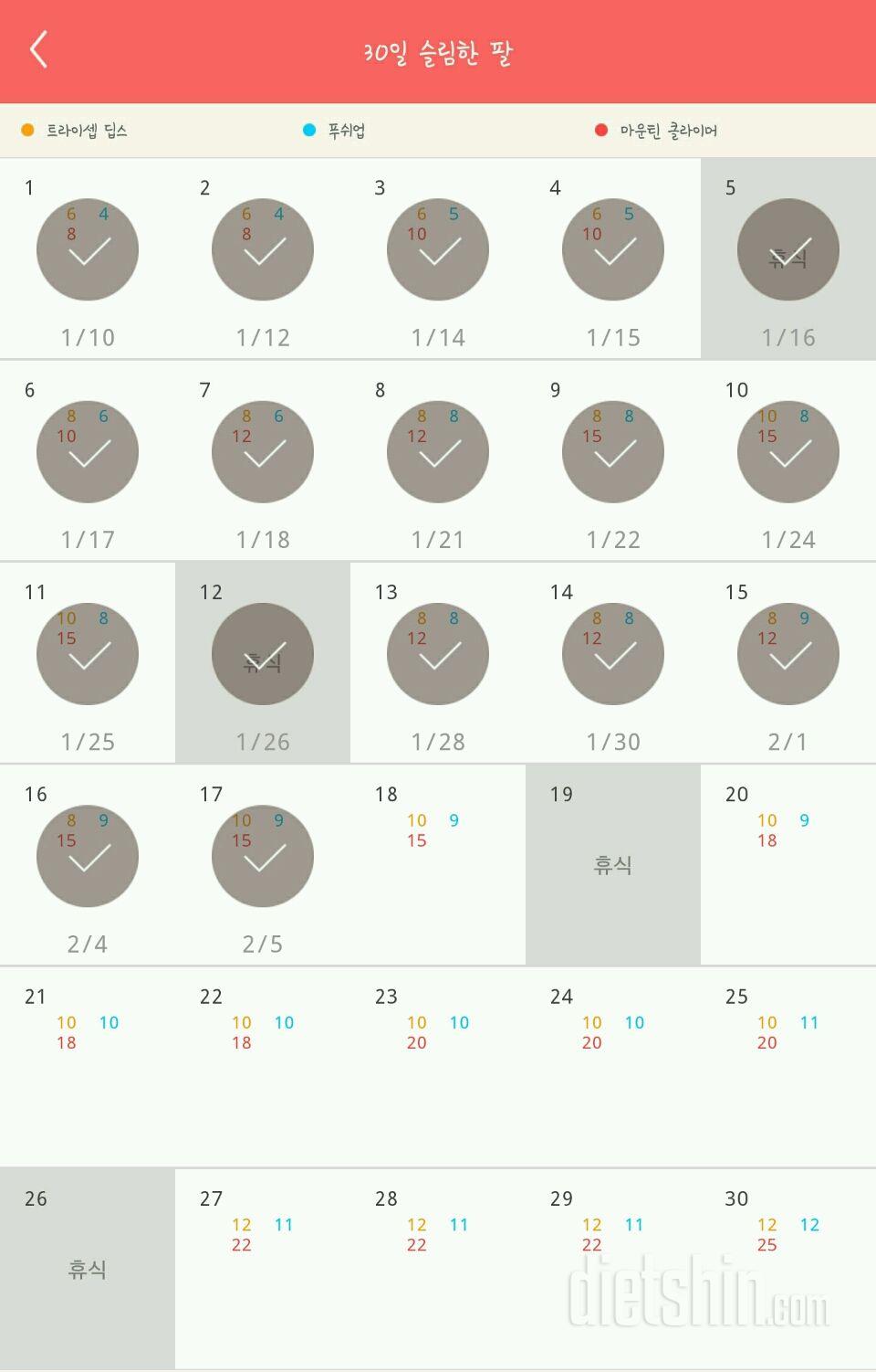 30일 슬림한 팔 17일차 성공!