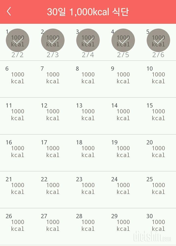 30일 1,000kcal 식단 5일차 성공!