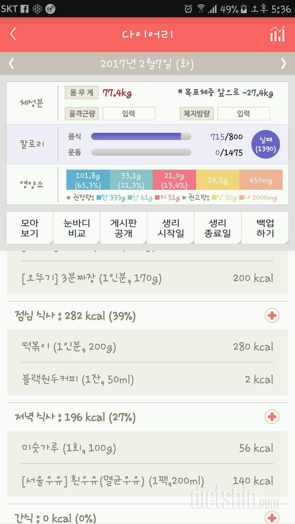 30일 밀가루 끊기 25일차 성공!