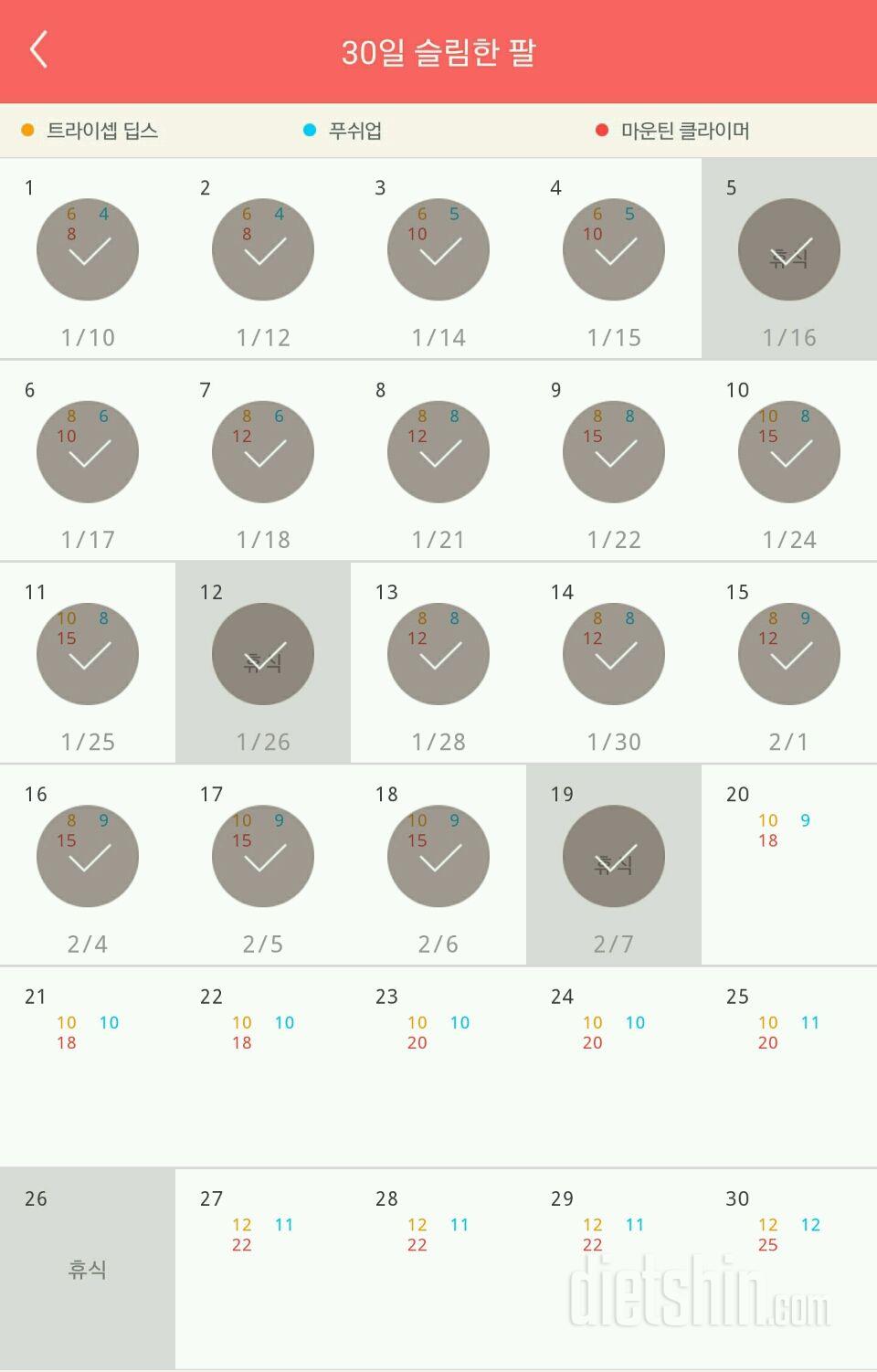 30일 슬림한 팔 19일차 성공!