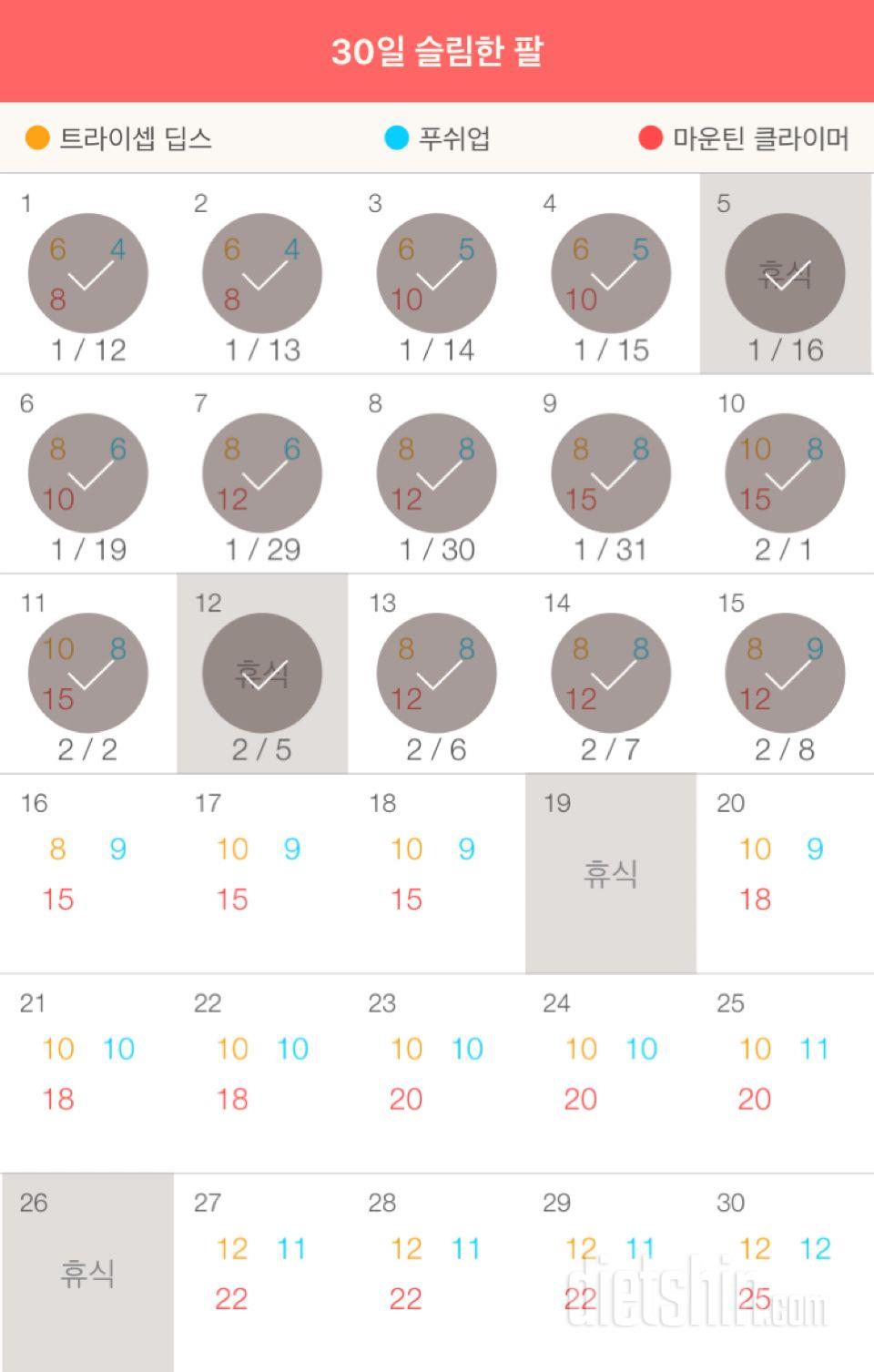 30일 슬림한 팔 15일차 성공!