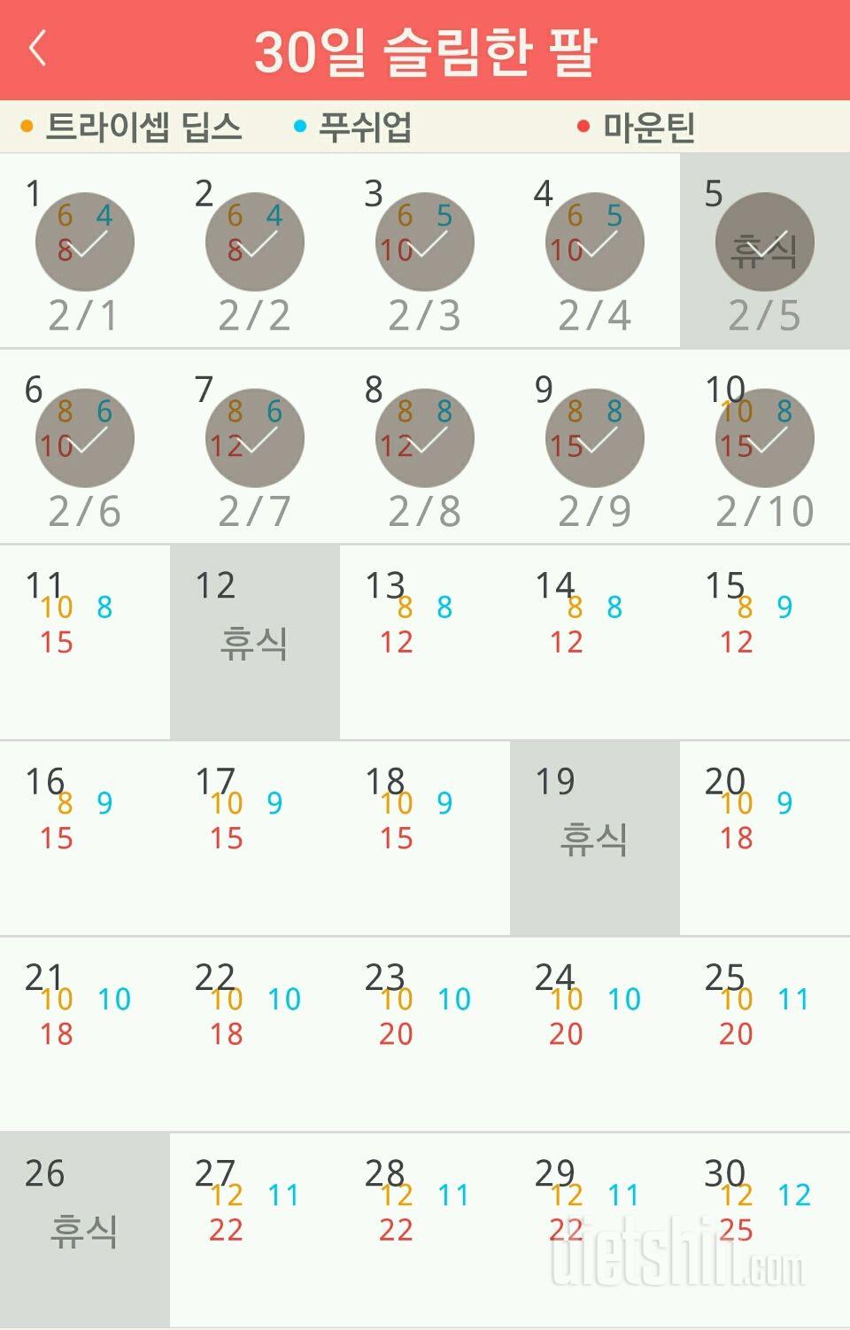 30일 슬림한 팔 40일차 성공!