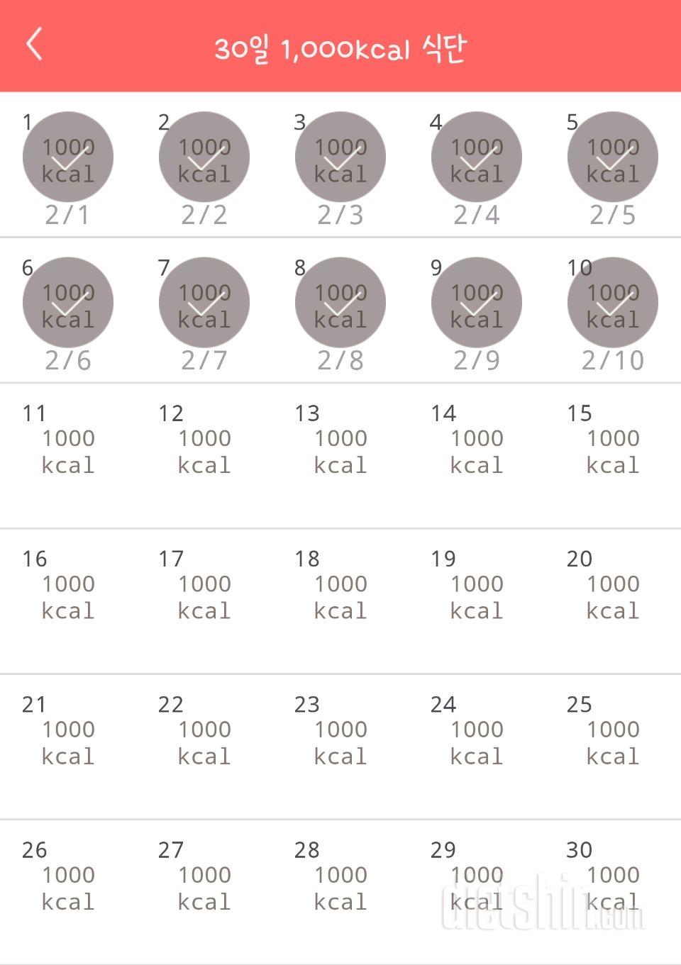 30일 1,000kcal 식단 10일차 성공!