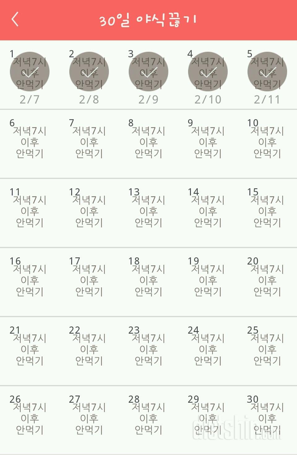 30일 야식끊기 5일차 성공!