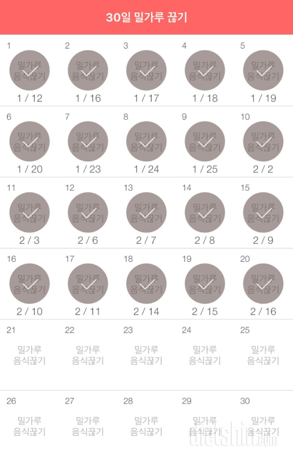 30일 밀가루 끊기 20일차 성공!