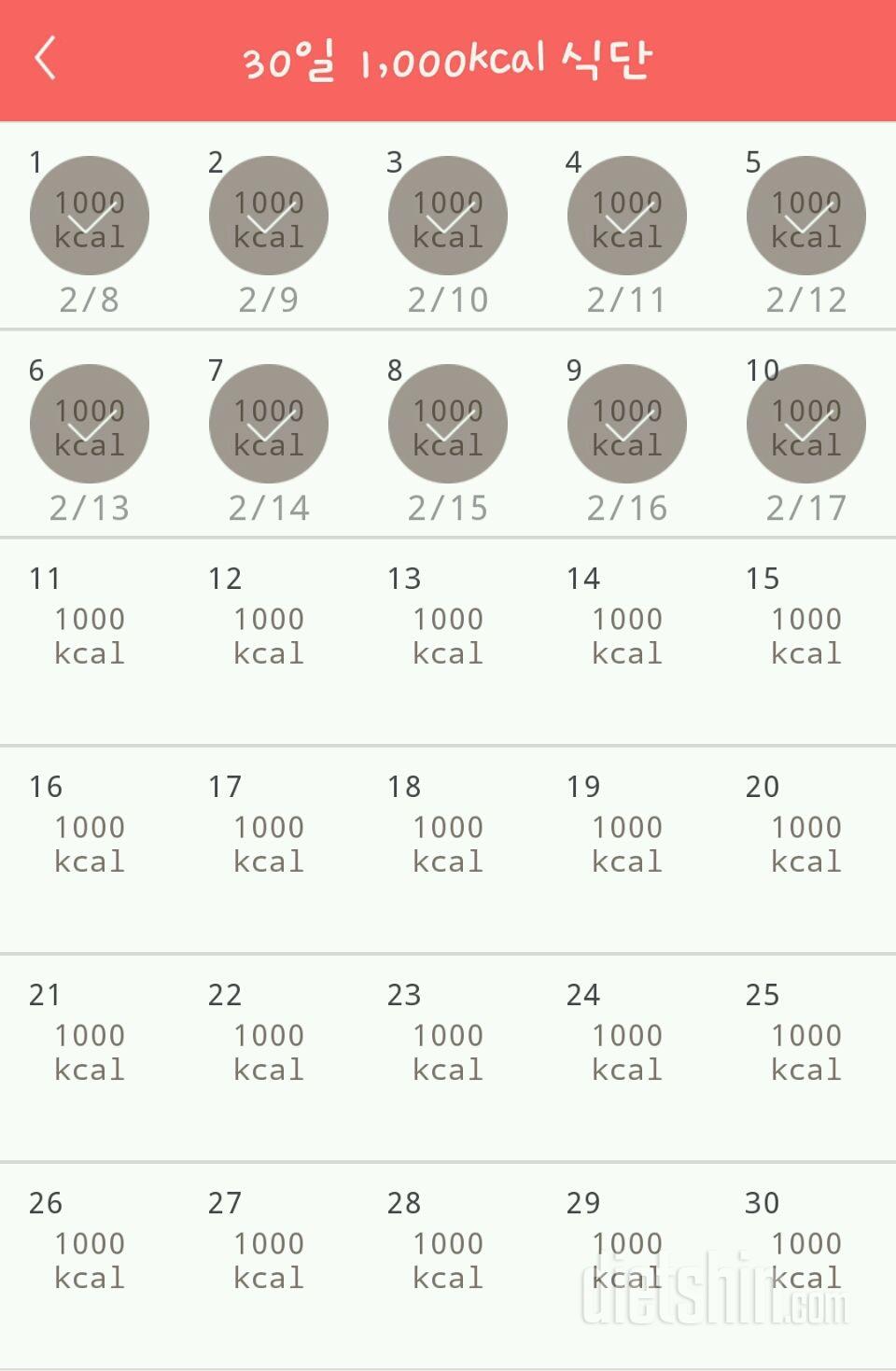 30일 1,000kcal 식단 10일차 성공!