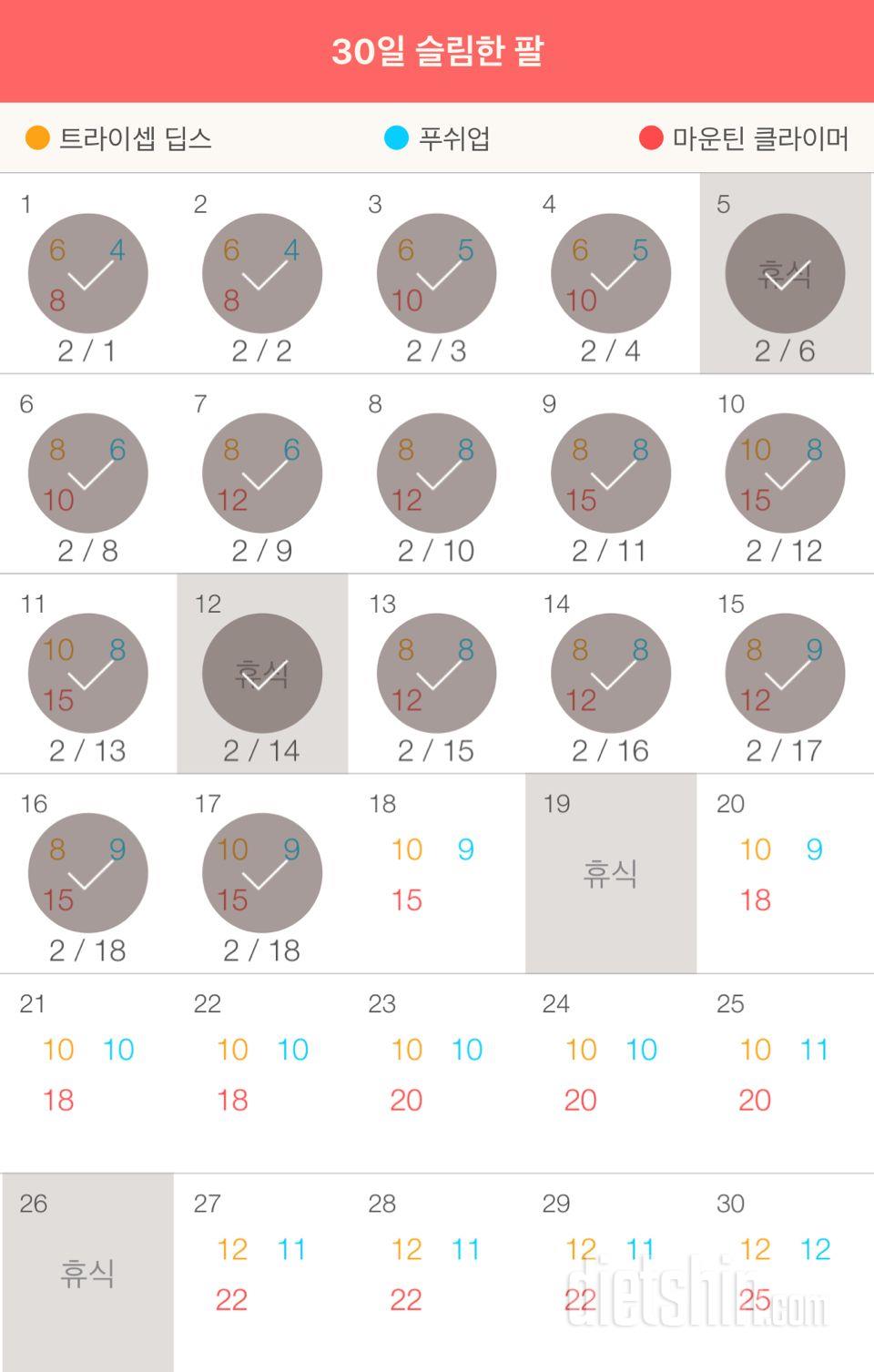 30일 슬림한 팔 17일차 성공!