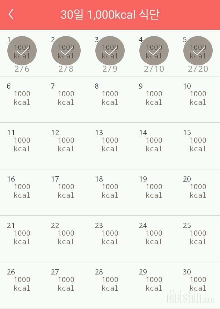 30일 1,000kcal 식단 5일차 성공!