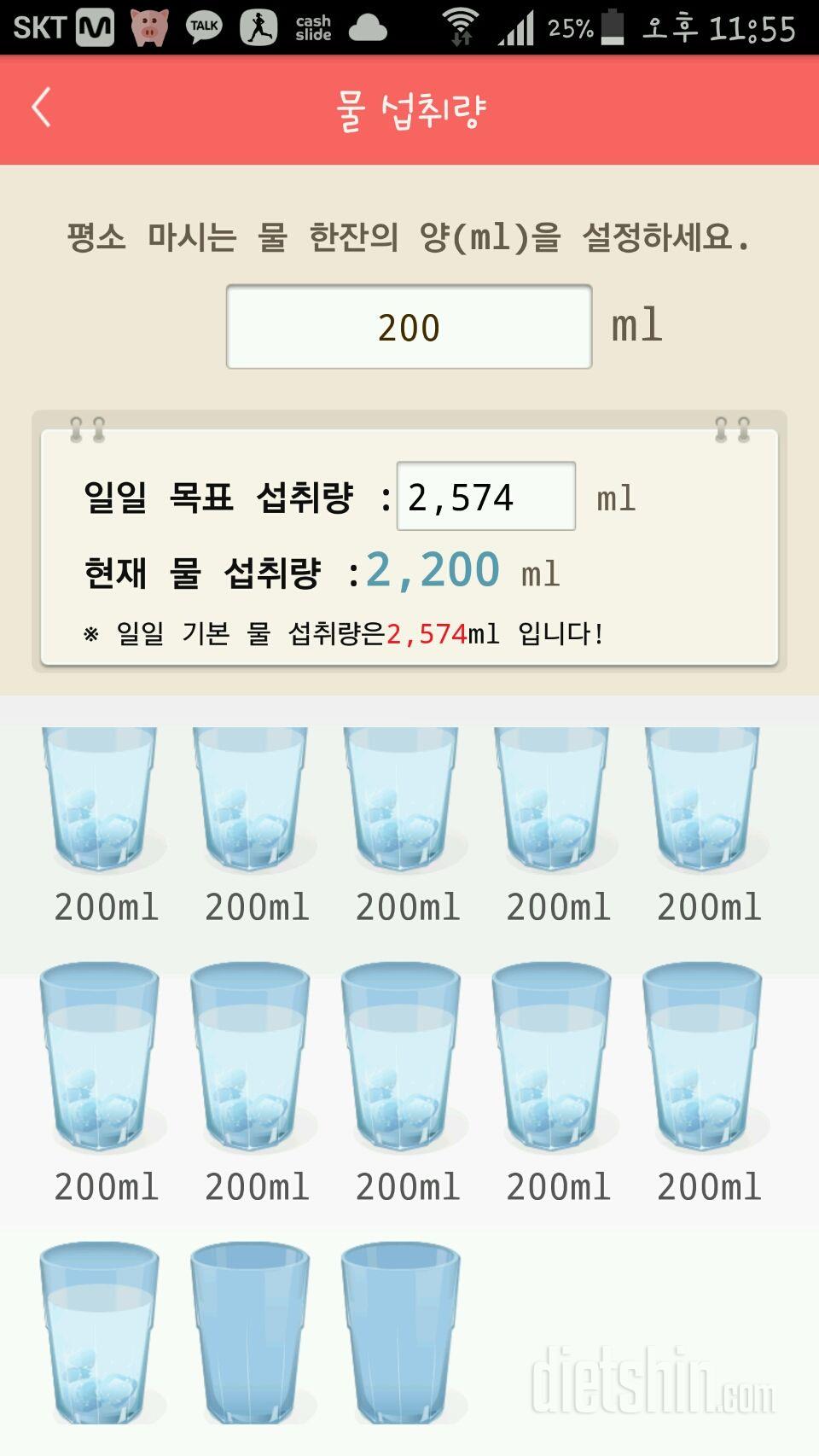 30일 하루 2L 물마시기 1일차 성공!