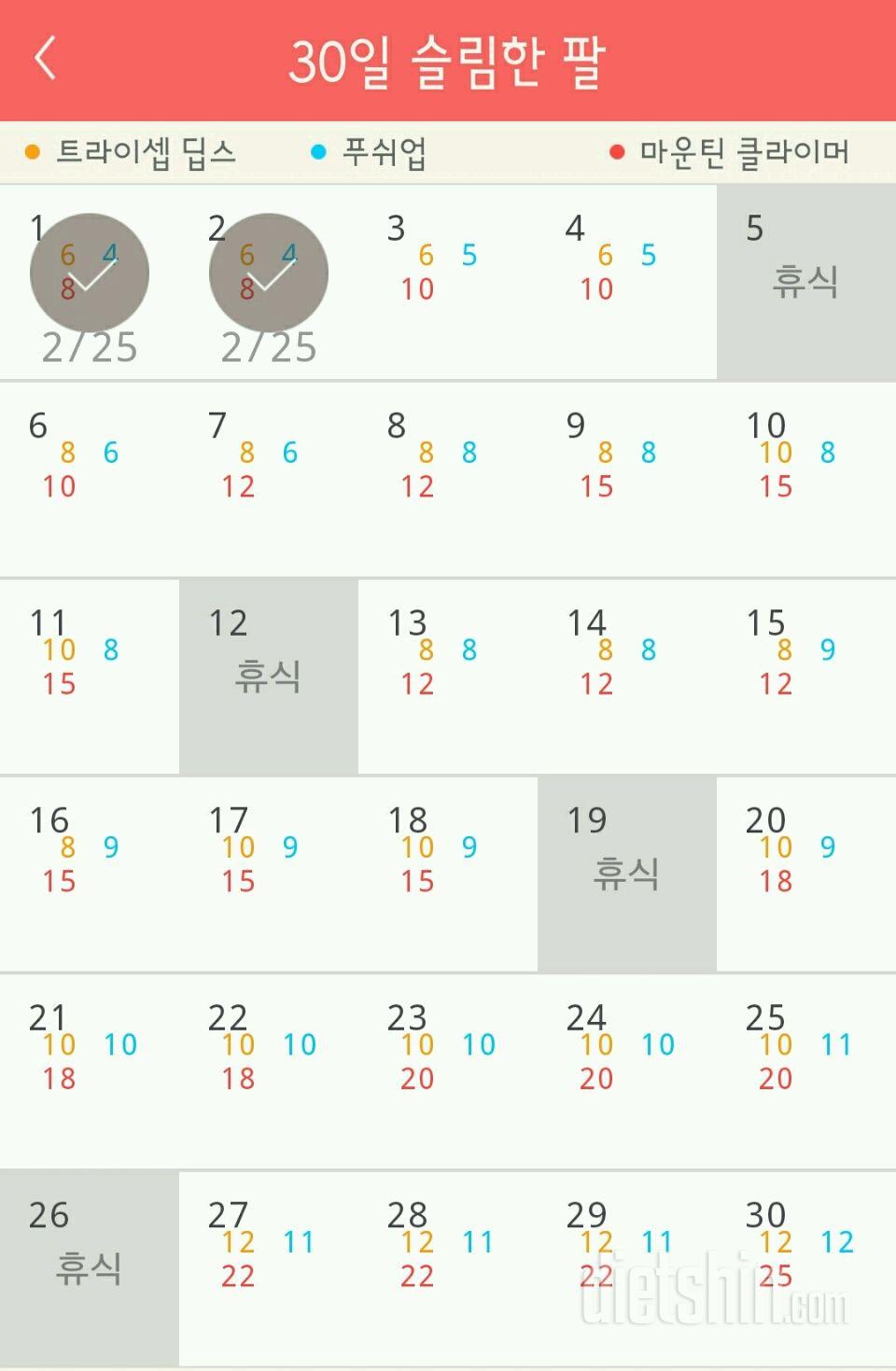 30일 슬림한 팔 122일차 성공!