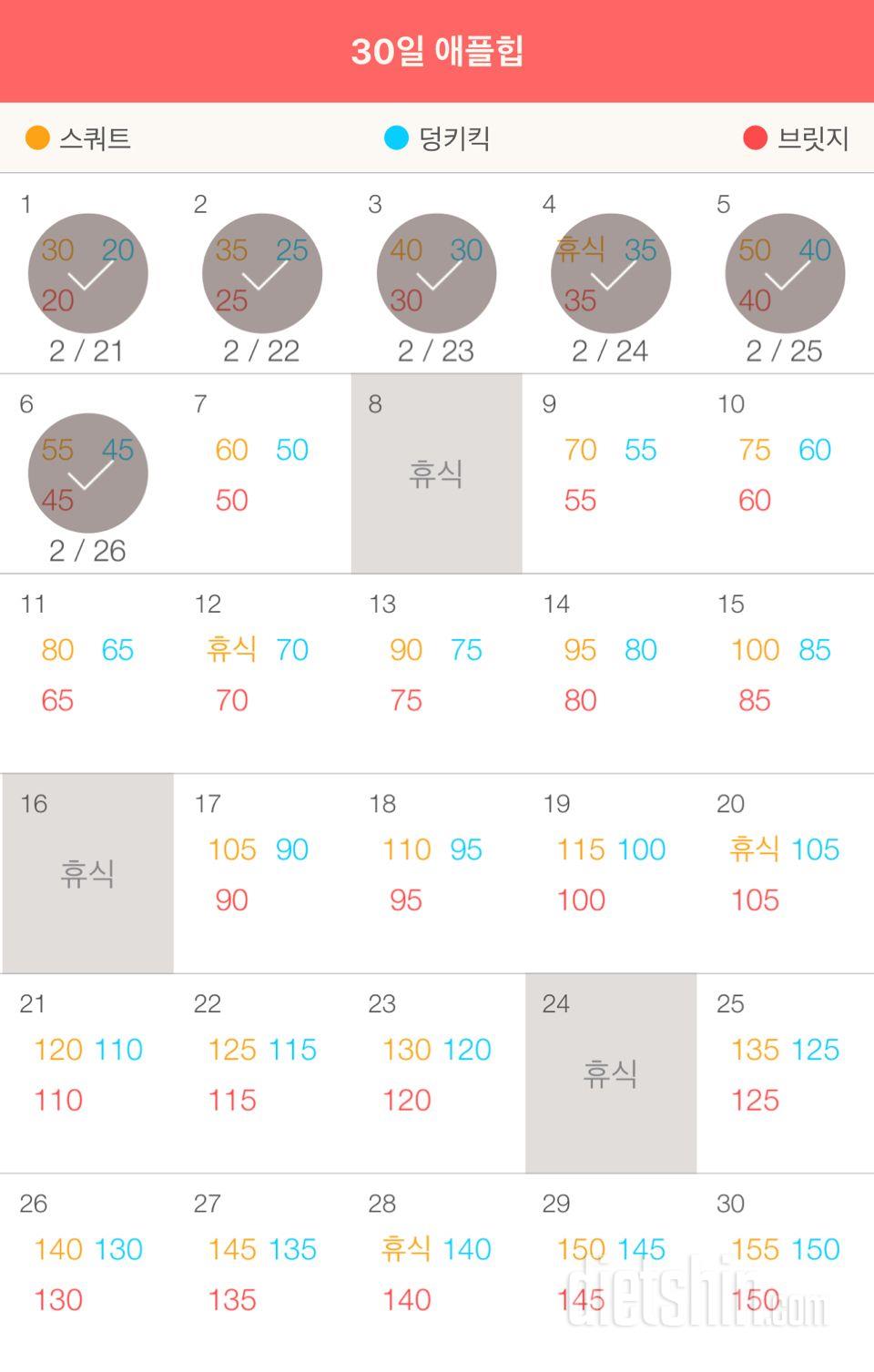 30일 애플힙 6일차 성공!