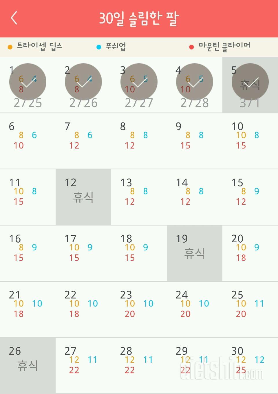 30일 슬림한 팔 125일차 성공!