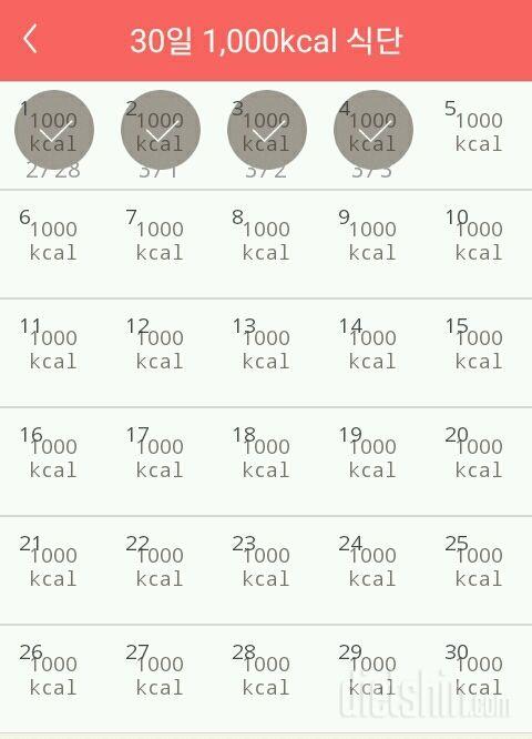 30일 1,000kcal 식단 4일차 성공!