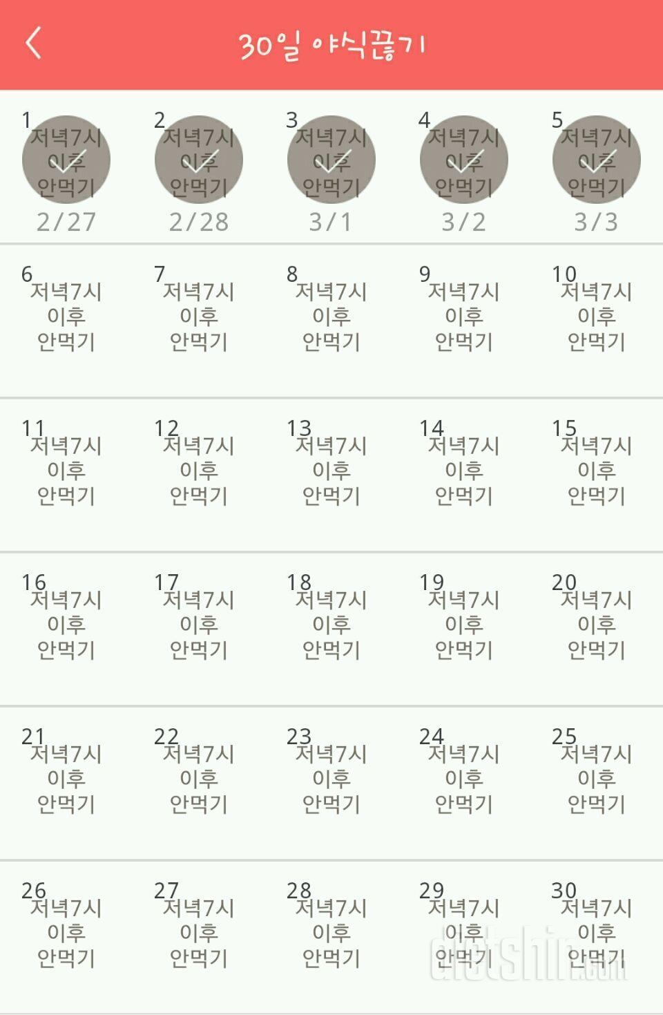 30일 야식끊기 5일차 성공!