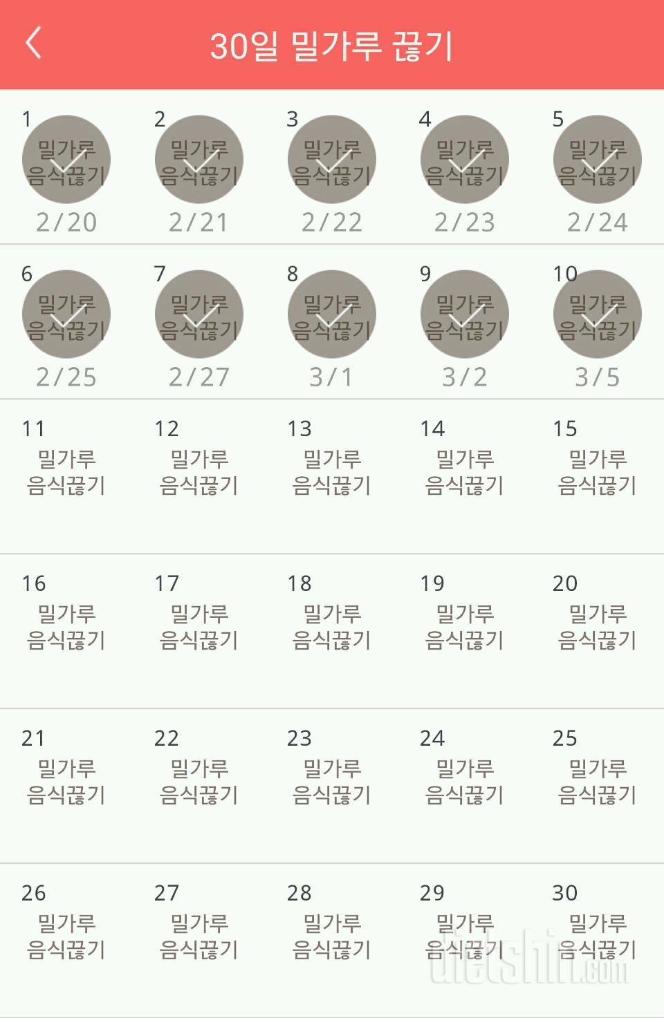 30일 밀가루 끊기 10일차 성공!