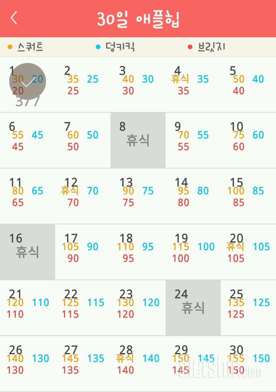 30일 애플힙 61일차 성공!