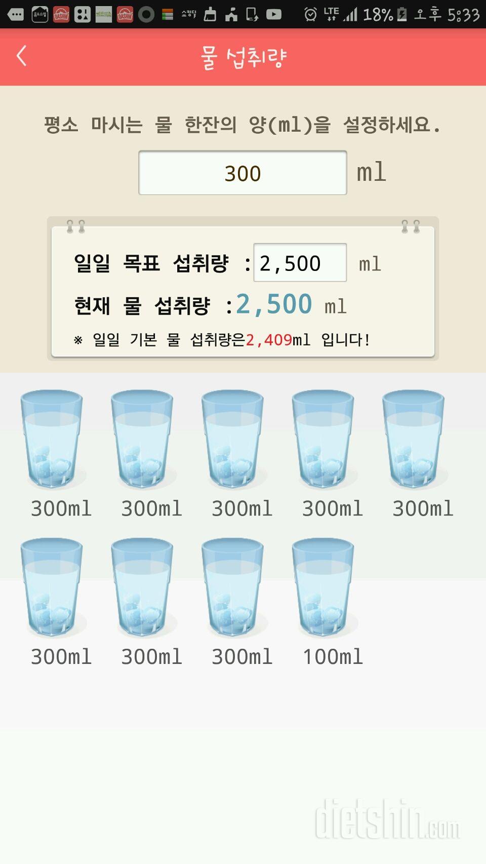 30일 하루 2L 물마시기 5일차 성공!