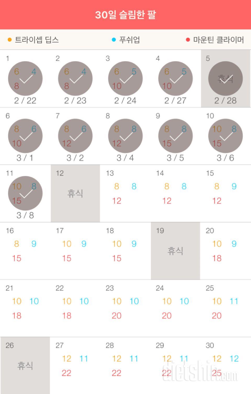 30일 슬림한 팔 11일차 성공!