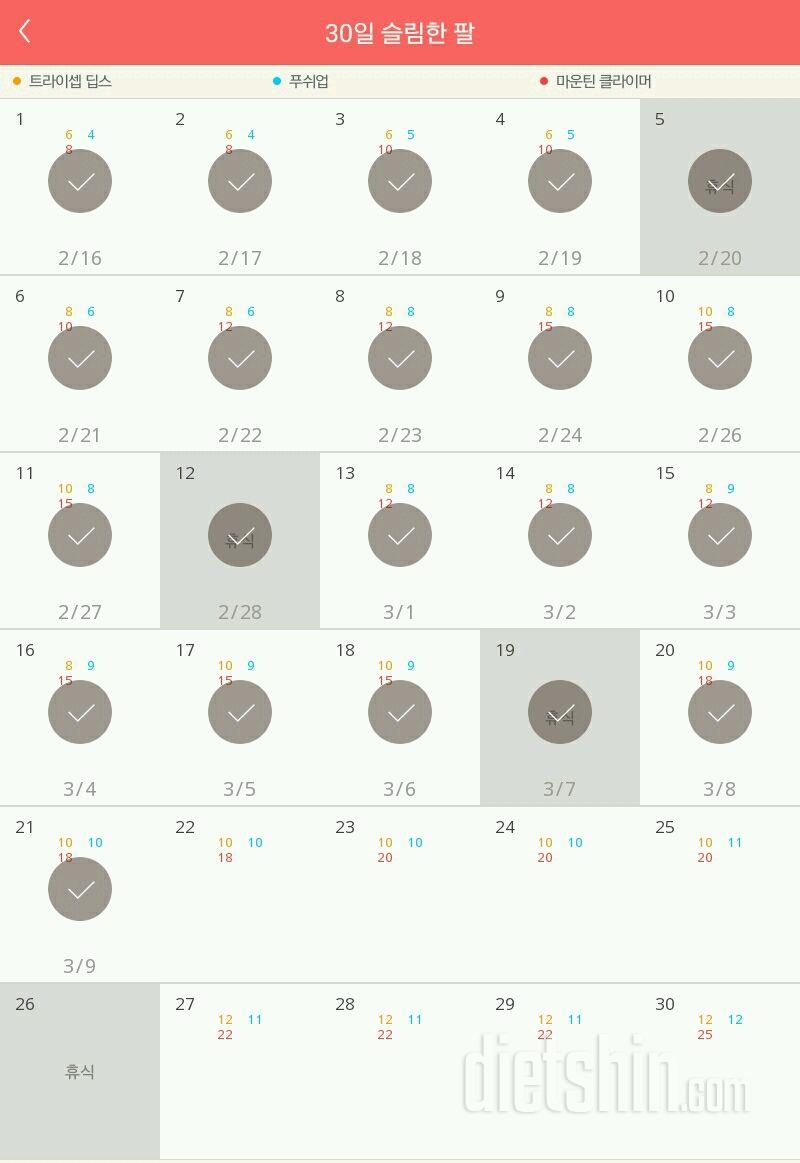 30일 슬림한 팔 21일차 성공!