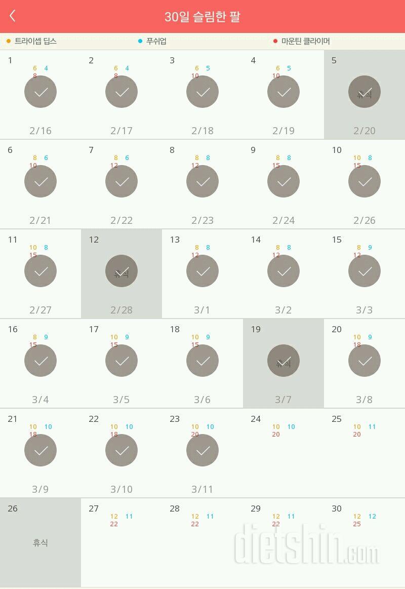 30일 슬림한 팔 23일차 성공!