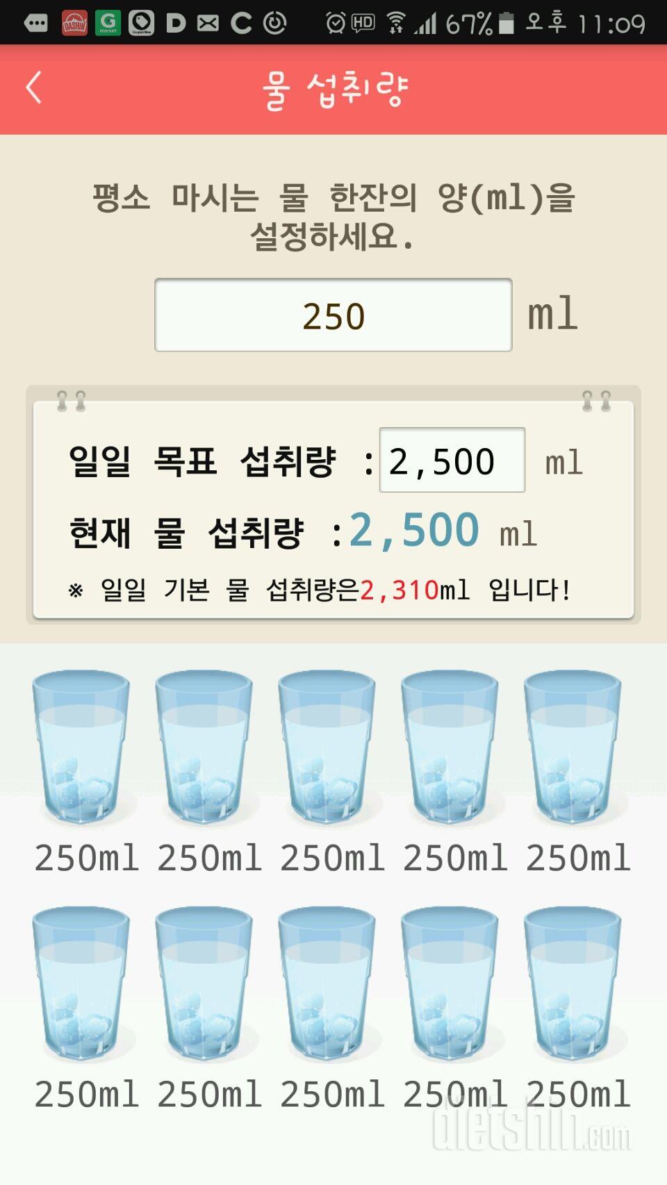 30일 하루 2L 물마시기 13일차 성공!