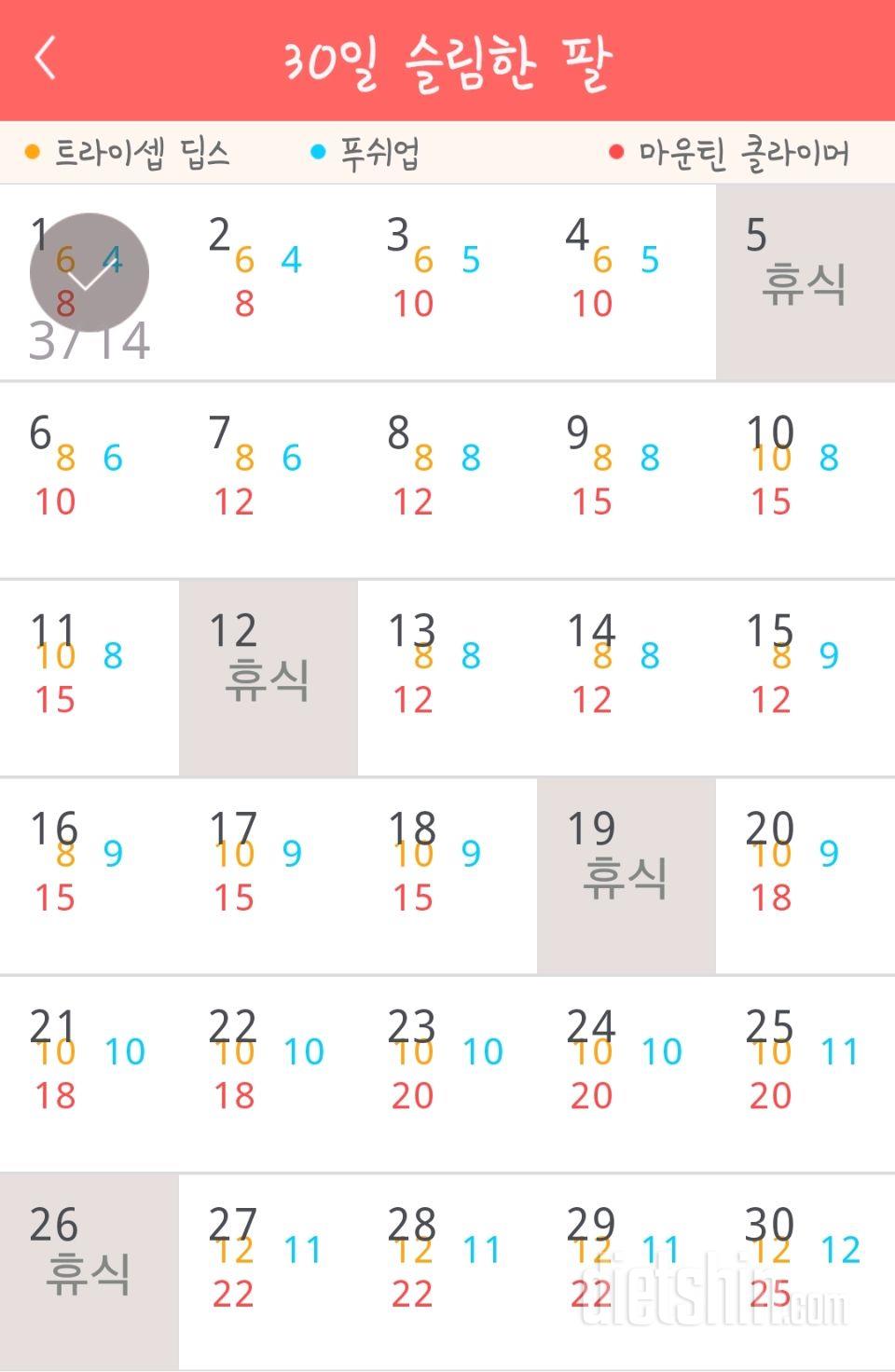 30일 슬림한 팔 1일차 성공!