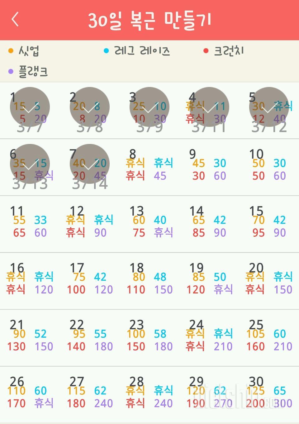 30일 복근 만들기 67일차 성공!