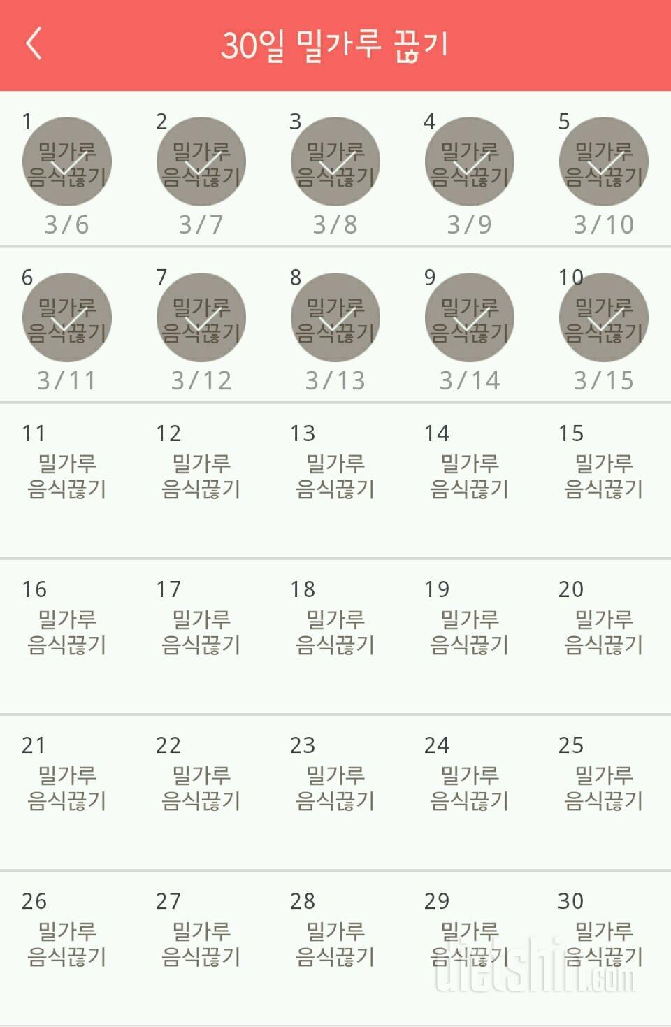 30일 밀가루 끊기 10일차 성공!