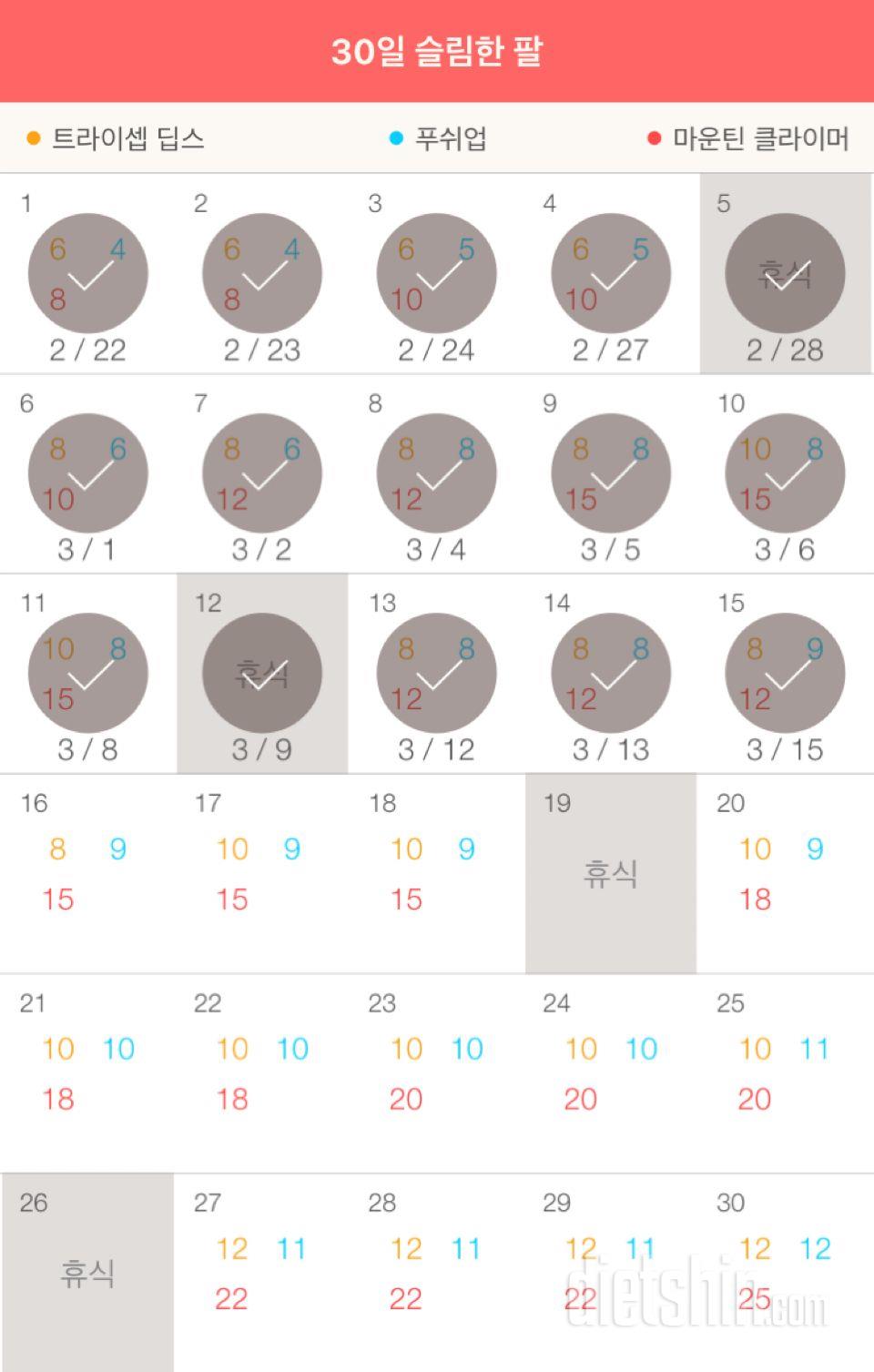 30일 슬림한 팔 15일차 성공!