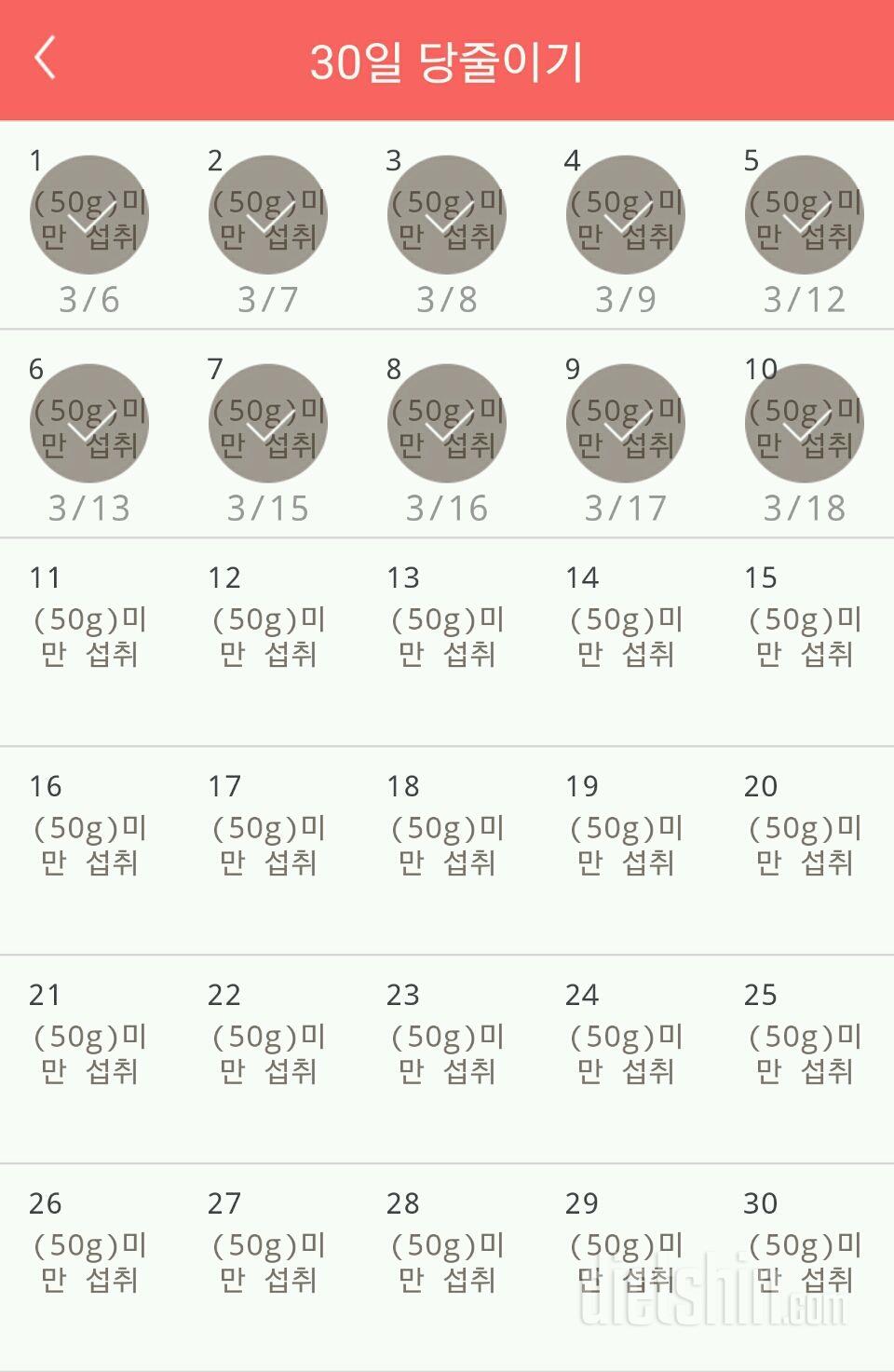 30일 당줄이기 10일차 성공!