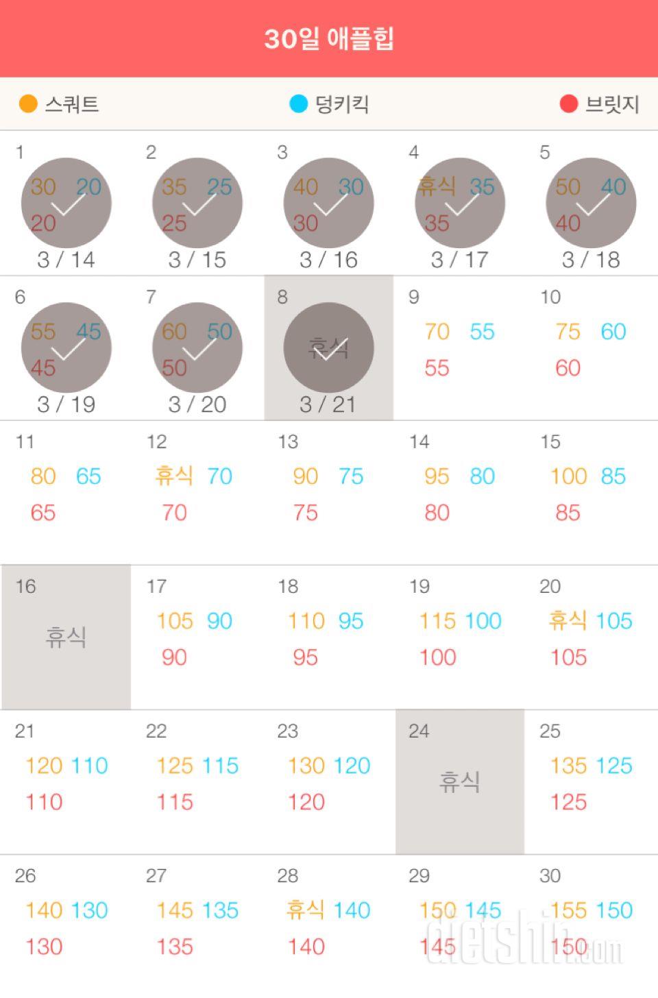 30일 애플힙 8일차 성공!