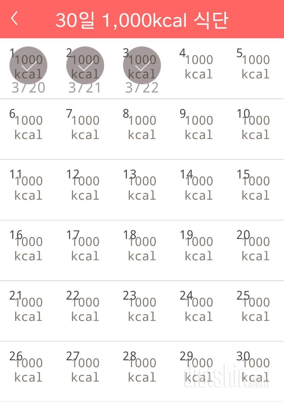 30일 1,000kcal 식단 3일차 성공!