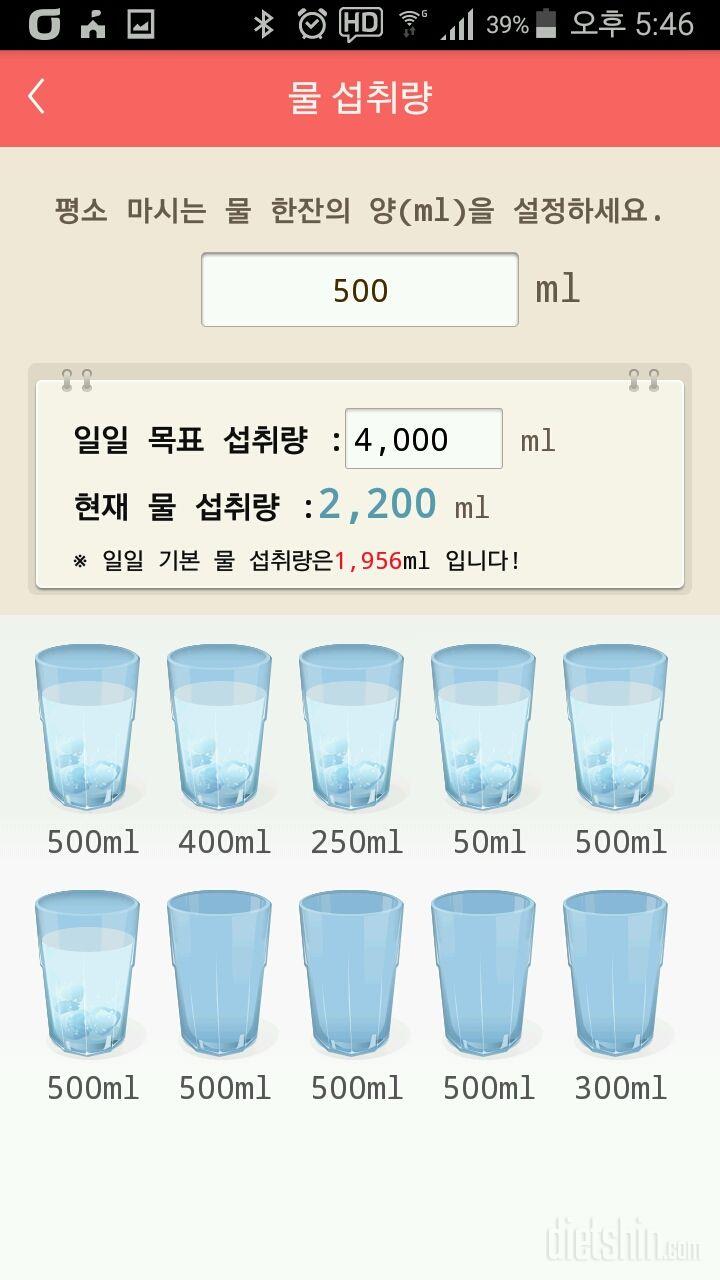 30일 하루 2L 물마시기 140일차 성공!