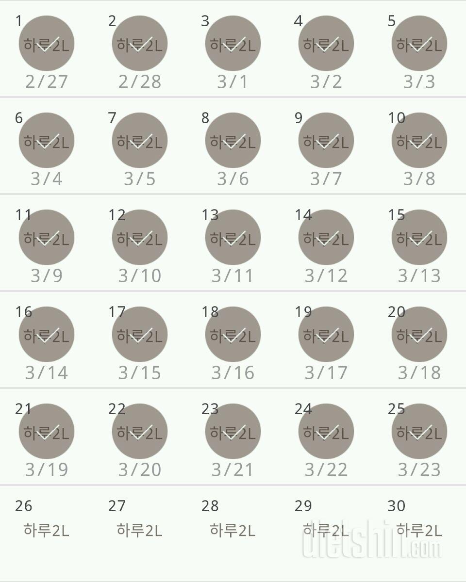 30일 하루 2L 물마시기 25일차 성공!