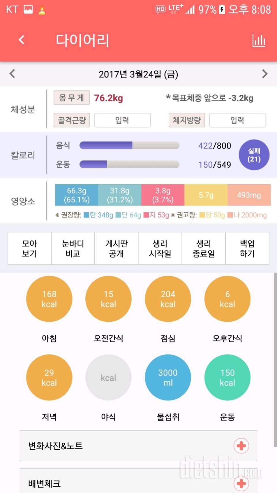 30일 야식끊기 22일차 성공!