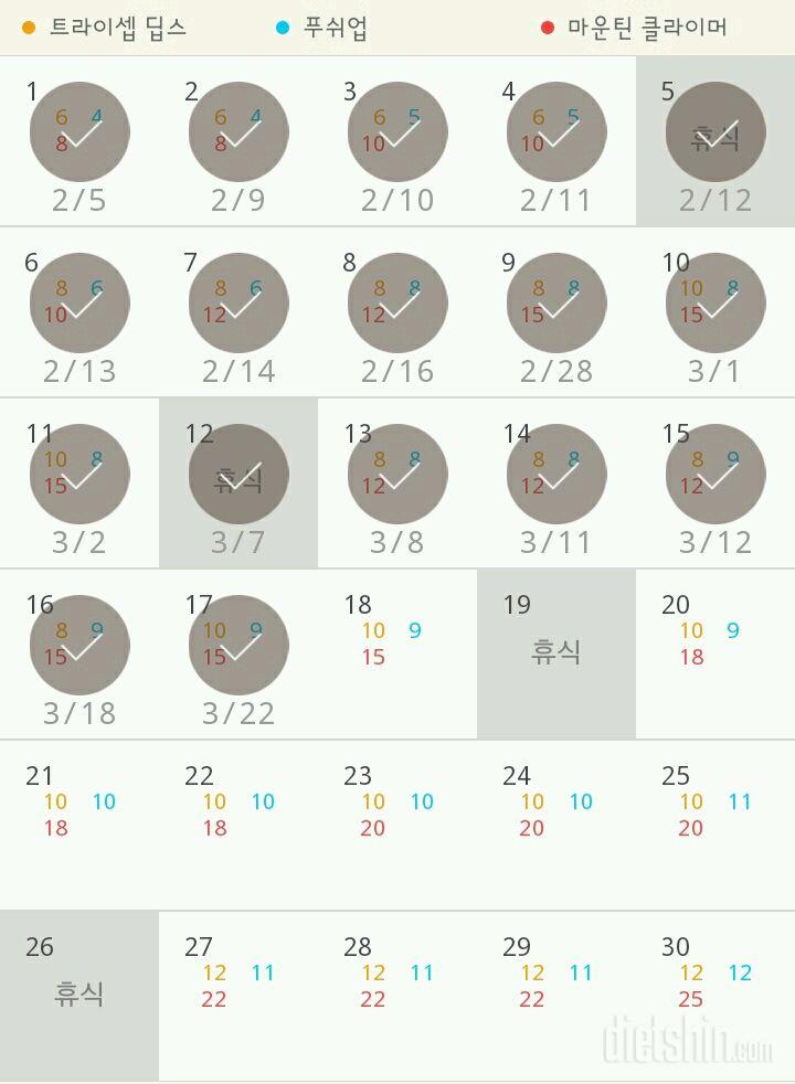 30일 슬림한 팔 18일차 성공!